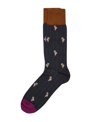 Socken mit Vogel-Motiven und Stretchanteil