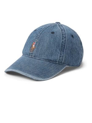 Jeans-Cap mit Poloreiter-Stickerei