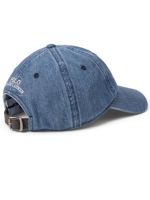 Jeans-Cap mit Poloreiter-Stickerei