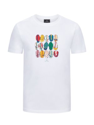 T-Shirt mit bunten Cap-Motiven